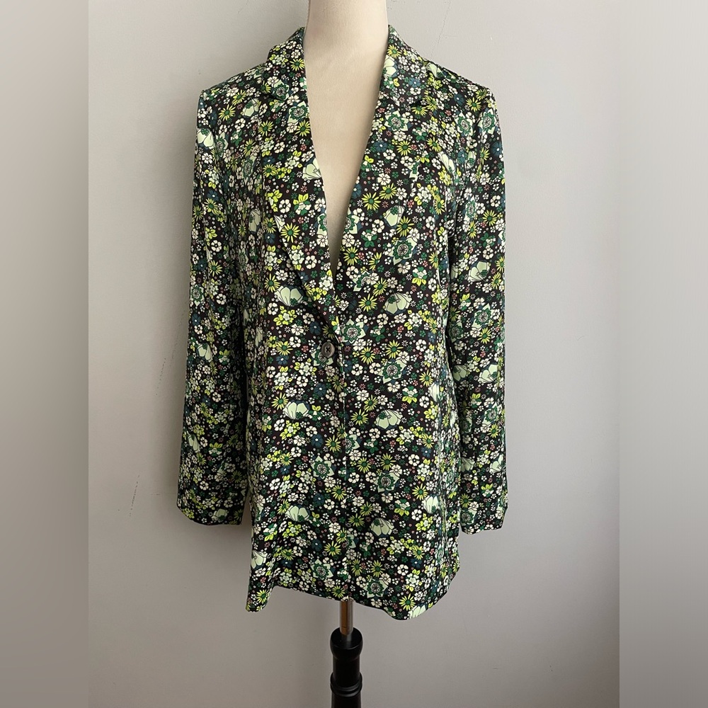 Scotch & Soda Amsterdam Floral Blazer Jacket Relaxed Fit Green Sz M